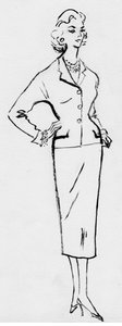 Frau im Bleistiftanzug, ca. 1950