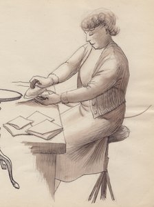 Frau beim Bügeln, 1951 von Shirley Markham