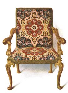 Vergoldeter Stuhl mit Stickerei, 1906