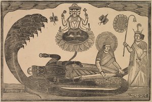 Anantasayan (Vishnu auf der Schlange Ananta ruhend) von Shri Gobinda Chandra Roy