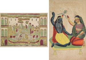 Rama und Sita im Königspalast (recto); Radha und Krishna (verso)