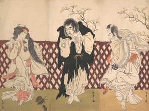 Ichikawa Danjuro IV in der Rolle des Mönchs Mongaku aus dem Stück Hana-zumo Genji-biki, 1775 von Shunsho