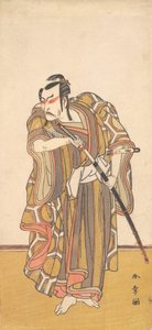 Ichikawa Danzo III als Samurai, der ein Schwert zieht