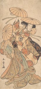 Kabuki-Schauspieler Nakamura Tomijuro I in einer weiblichen Tanzrolle, ca. 1777