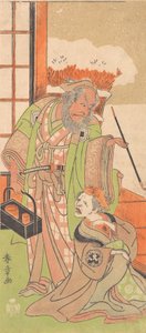 Szene aus dem zweiten Akt des Dramas Kawaranu Hana Sakae Hachinoki, 12. Monat, 1769 von Shunsho