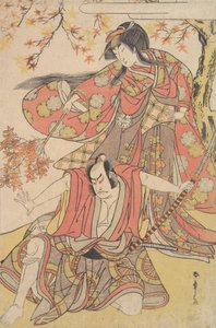 Segawa Kikunojo III als Frau unter einem Ahornbaum im Herbst, ca. 1778