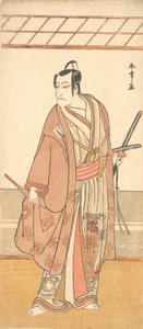 Der Schauspieler Ichikawa Danjuro V als Samurai in einem lila Haori-Mantel, ca. 1778