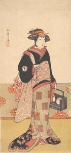Der Schauspieler Iwai Hanshiro IV als Frau in einem schwarzen Kimono, ca. 1780 von Shunsho