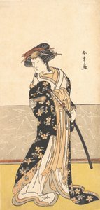 Der Schauspieler Nakamura Riko als Kurtisane mit einem Schwert von Shunsho
