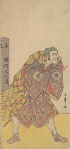 Der fünfte Ichikawa Danjuro als Kago-Träger in der Nähe eines Meilenpfostens, ca. 1783-84 von Shunsho