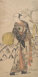 Der erste Nakamura Nakazo als Komuso im Schnee stehend, ca. 1775 von Shunsho