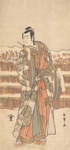Der zweite Ichikawa Monnosuke als hochrangiger Mann im Schnee