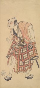 Der zweite Nakajima Mihoemon als ein Mann, der mit gebeugtem Kopf steht von Shunsho