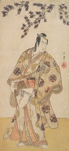 Der dritte Ichikawa Yaozo als Daimyo unter einem Ahornbaum stehend, ca. 1783