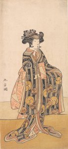 Yoshizawa Iroha als Frau Tomoe Gozen am Ufer stehend, 1774 oder 1775 von Shunsho