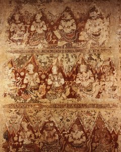 Wandmalereien, die himmlische Gottheiten zeigen, aus dem frühen 18. Jahrhundert der Ayutthaya-Periode