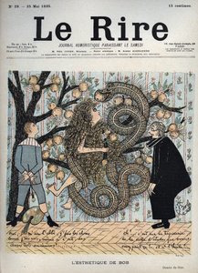 Eva und die Schlange: „Die Ästhetik von Bob“ - Humoristische Zeichnung von Gyp (Sibylle Gabrielle Marie Antoinette Riquetti de Mirabeau, Gräfin von Martel de Janville) (1849-1932) - „Das Lachen“, 25. Mai von Sibylle Gabrielle de Riquetti de Mirabeau