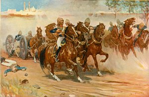 Leutnant Roberts rettet seine Batterie unter den Mauern von Delhi, 1901 von Sidney Paget