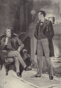 Dann stand er am Feuer: Szene aus dem Sherlock-Holmes-Mysterium Ein Skandal in Böhmen, von Arthur Conan Doyle