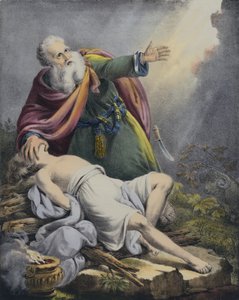 Abraham opfert seinen Sohn Isaak (farbige Gravur) von Siegfried Detler Bendixen