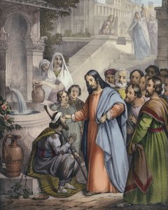 Jesus gibt einem Blindgeborenen das Augenlicht von Siegfried Detler Bendixen