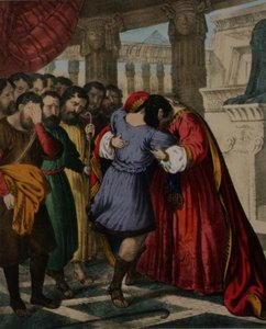 Josephs Vergebung seiner Brüder, aus einer Bibel gedruckt von Edward Gover von Siegfried Detler Bendixen