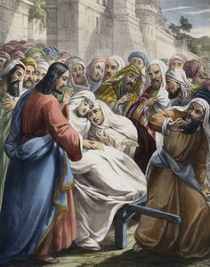 Der Sohn der Witwe von Nain wird zum Leben erweckt (kolorierte Gravur) von Siegfried Detler Bendixen