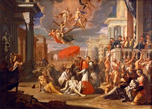 St. Karl Borromäus spendet 1576 die Heilige Kommunion an Pestopfer, von Sigismund Caula (1637-1713) von Sigismondo Caula