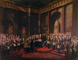 Die Aufnahme von HRH The Prince of Wales als ehemaliger Großmeister, 1. Dezember 1869