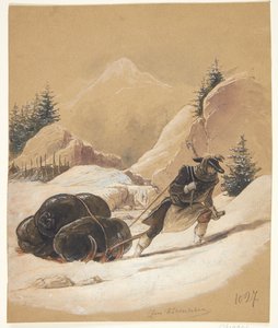 Mann mit Schlitten von Sigmund Ferdinand Ritter von Perger