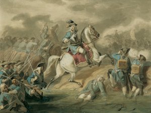 Vorstürmender Feldherr in der Schlacht