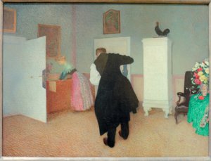 Zimmer mit sich anziehendem alten Mann von Sigmund Walter Hampel