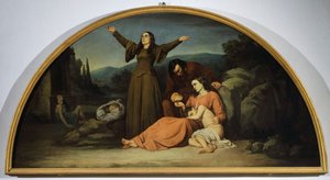 Lunette der Hungersnot, von Silvestro Lega, Kantonsoratorium, Modigliana, Emilia-Romagna von Silvestro Lega