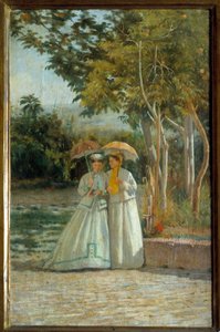 Spaziergang im Garten. Gemälde von Silvestro Lega (1826-1895) 19. Jahrhundert Florenz, Museum für moderne Kunst