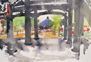 Tempel Eingang, Amanohashidate von Simon Fletcher