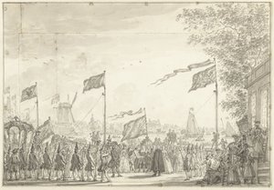 Abschied von Wilhelm V. und Gemahlin an der Buitenamstel, 1768 von Simon Fokke