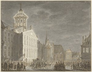 Illumination des Rathauses für Wilhelm V. und Wilhelmina von Preußen, 1768 von Simon Fokke