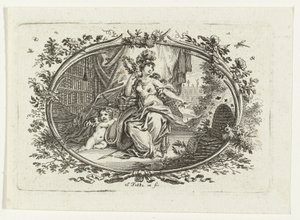 Minerva als Schutzherrin der Bildung und Künste von Simon Fokke