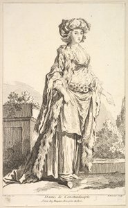 Dame von Konstantinopel, aus Recueil de diverses figures étrangères Inventées par ..., 18. Jahrhundert