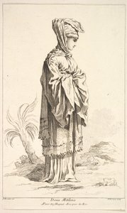 Dona Mitilena, aus Recueil de diverses figures étrangères Inventées par F. Bouche, 18. Jahrhundert von Simon Francois Ravenet