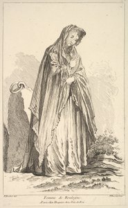 Femme de Boulogne, aus Recueil de diverses figures étrangères Inventées par F. Bo..., 18. Jahrhundert von Simon Francois Ravenet