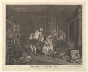 Marriage A-la-Mode, Tafel V, April 1745 von Simon Francois Ravenet