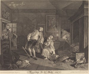 Die Modeheirat: Tafel 5 von Simon Francois Ravenet I after William Hogarth
