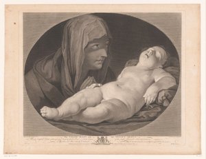 Maria bei schlafendem Christus Die Jungfrau Maria und das Jesuskind (Titel auf Objekt)