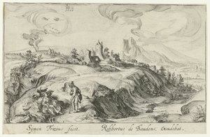 Berglandschaft mit zwei Figuren von Simon Frisius