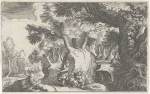 Landschaft mit Hagar und Ismael von Simon Frisius