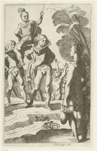 Brinio auf einem Schild gehoben von Simon Frisius