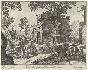 Dorfszene mit der Heilung eines Gelähmten
