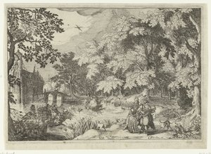 Ansicht eines Waldes mit Schloss Loenersloot von Simon Frisius