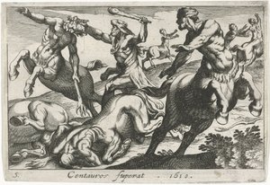 Herkules im Kampf mit den Kentauren von Simon Frisius